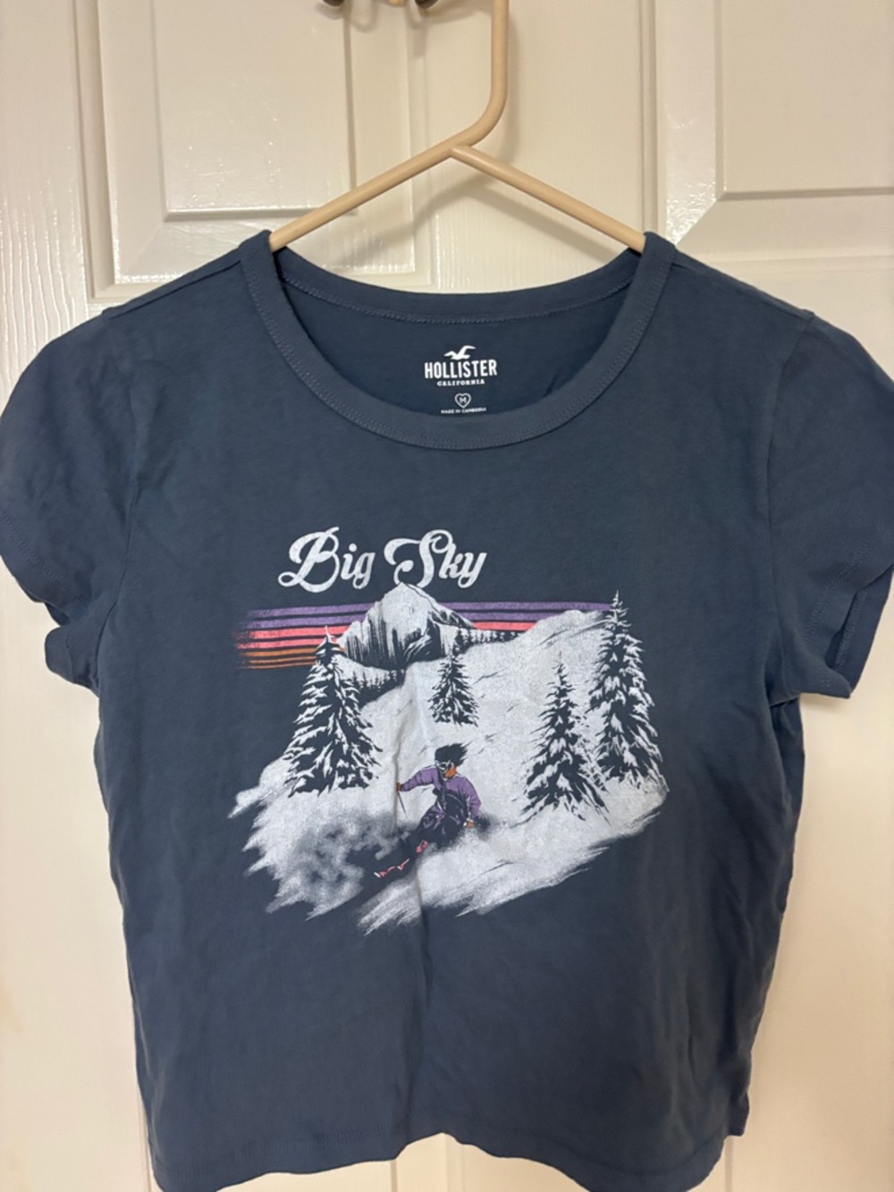 Hollister Blue 'Big Sky' Mountain Graphic Tee crop
